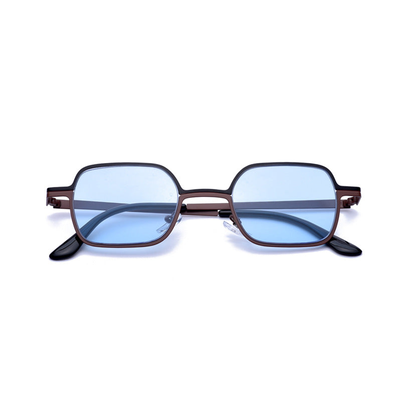 Wholesale Small Frame Stainless Steel Two-color PC Sunglasses